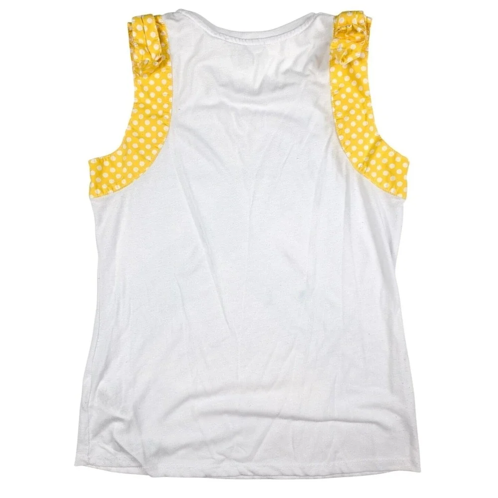 Disney Parks White & Yellow Bow Trim Minnie Mouse Tank‎ Top Women's Size Small